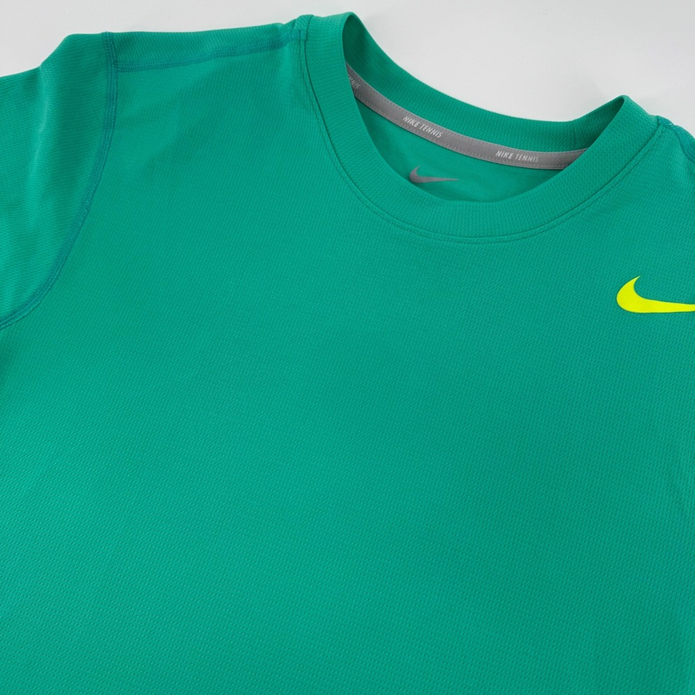 Nike Tennis Dri-FIT Shirt Mens Small Green Neon Yellow Athletic Short Sleeve - Picture 2 of 11